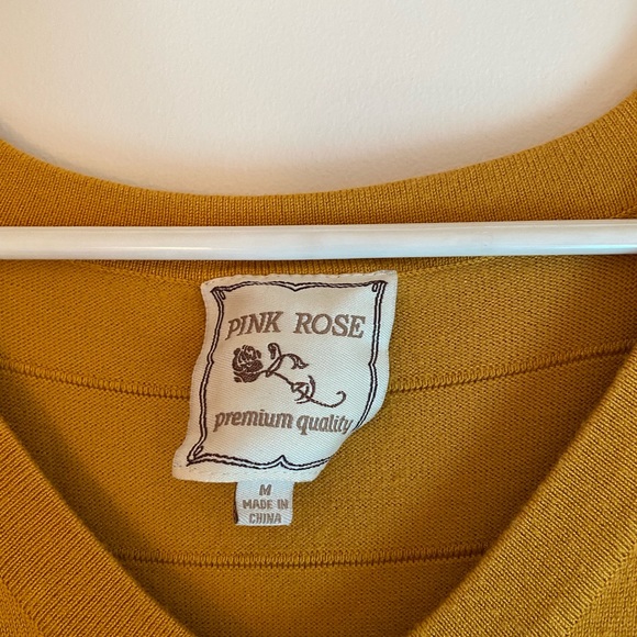 Yellow Pink Rose Dress, Bandage - Size M - Picture 3 of 5